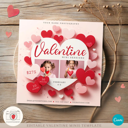Valentine&#39;s Day promotional flyer template with editable Canva design.