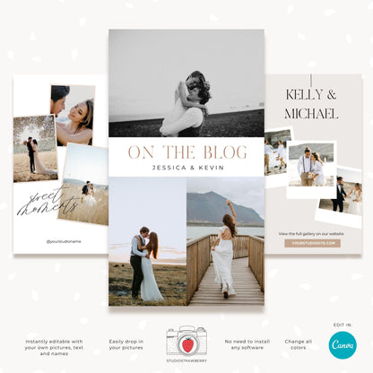 Professional wedding photography Instagram marketing templates for Canva users.