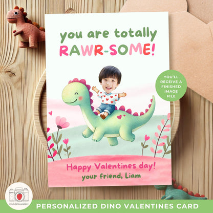 A 5x7-inch printed version of the dinosaur Valentine, perfect for classroom exchanges and school celebrations.