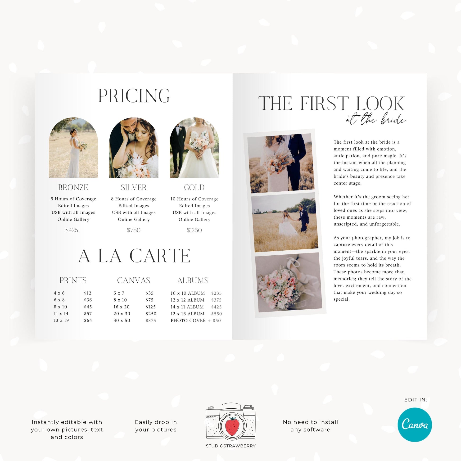 Wedding client welcome magazine including testimonials and professional photography samples.