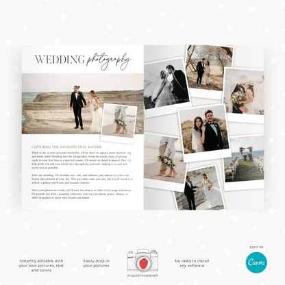 Customizable wedding photography guide with mood boards and inspirational images for clients.