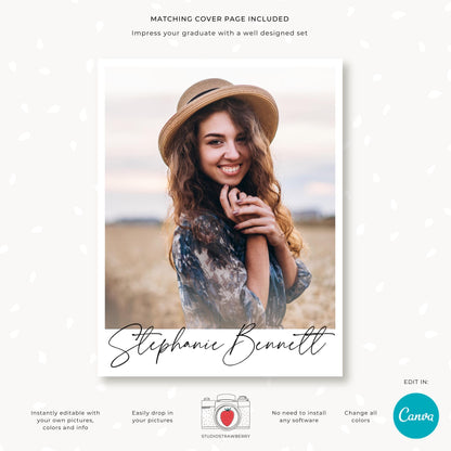 Graduation photo tribute template designed for Canva, perfect for senior yearbooks.