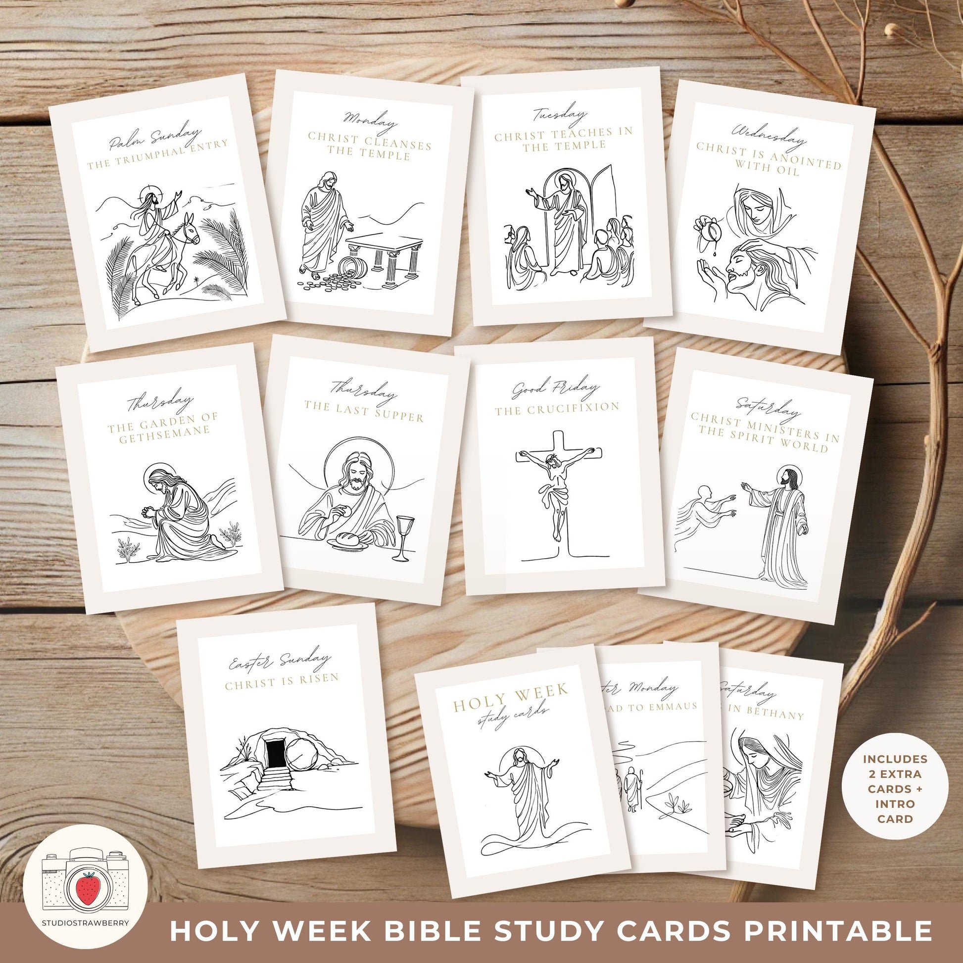Holy Week Bible Study Cards printable with scripture references and devotionals