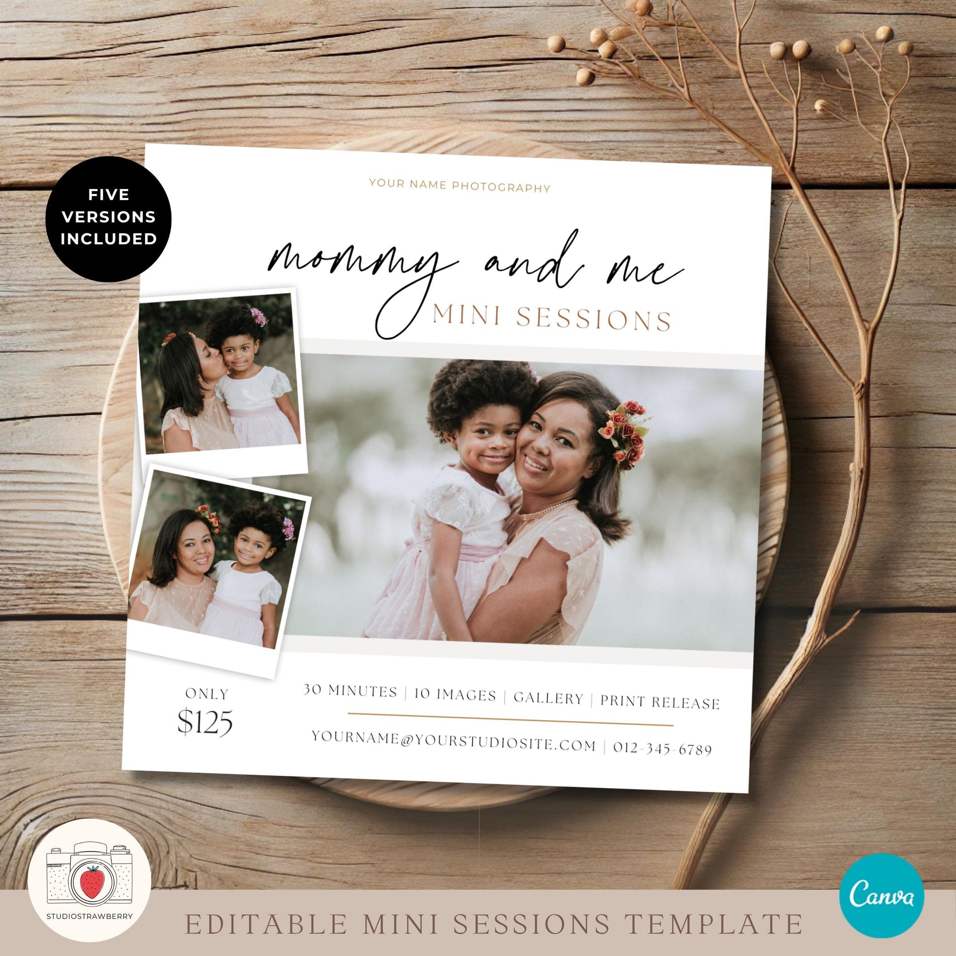 Mommy-and-me mini session promotional flyer for social media and print.