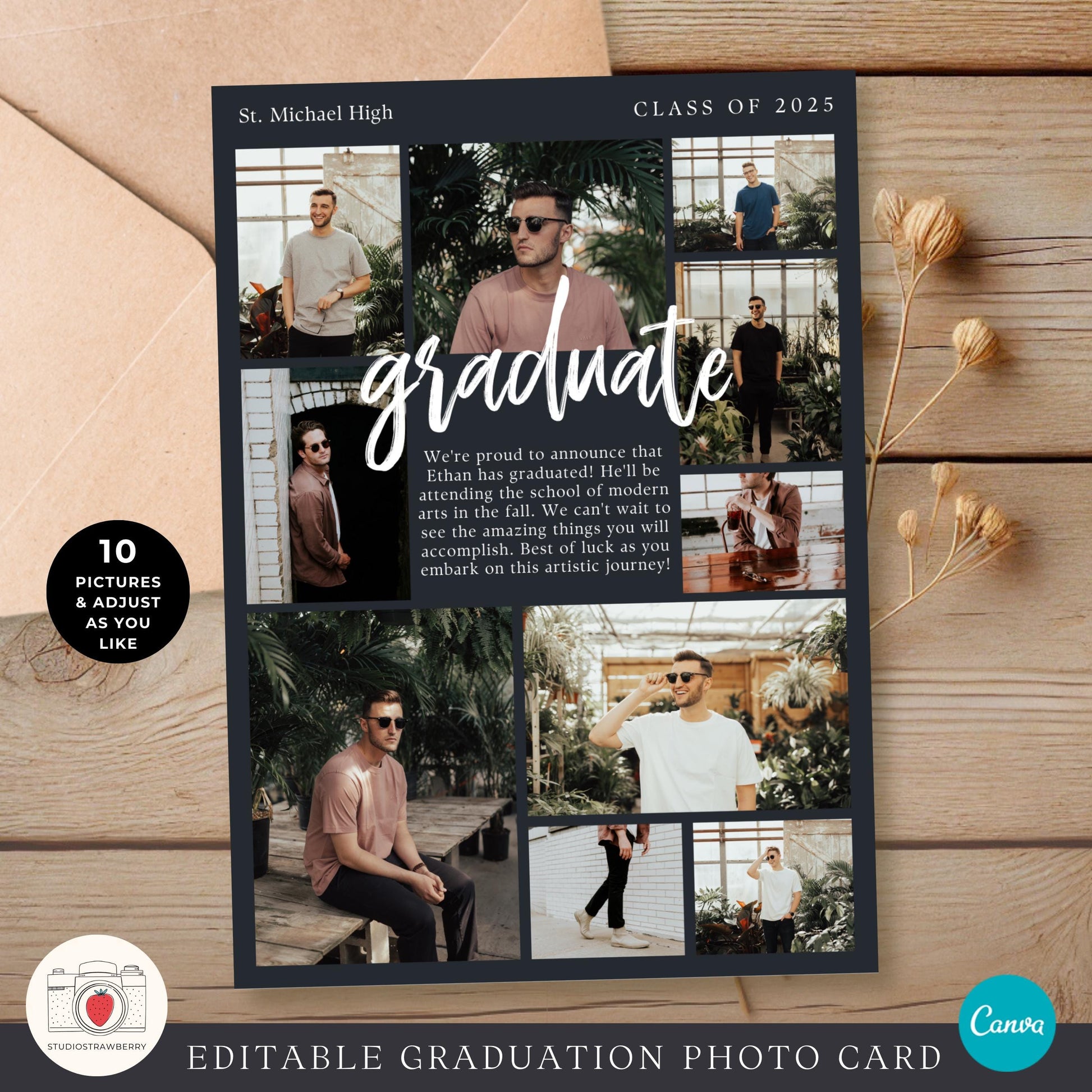 Class of 2025 graduation card for him, featuring a modern and minimalist design.