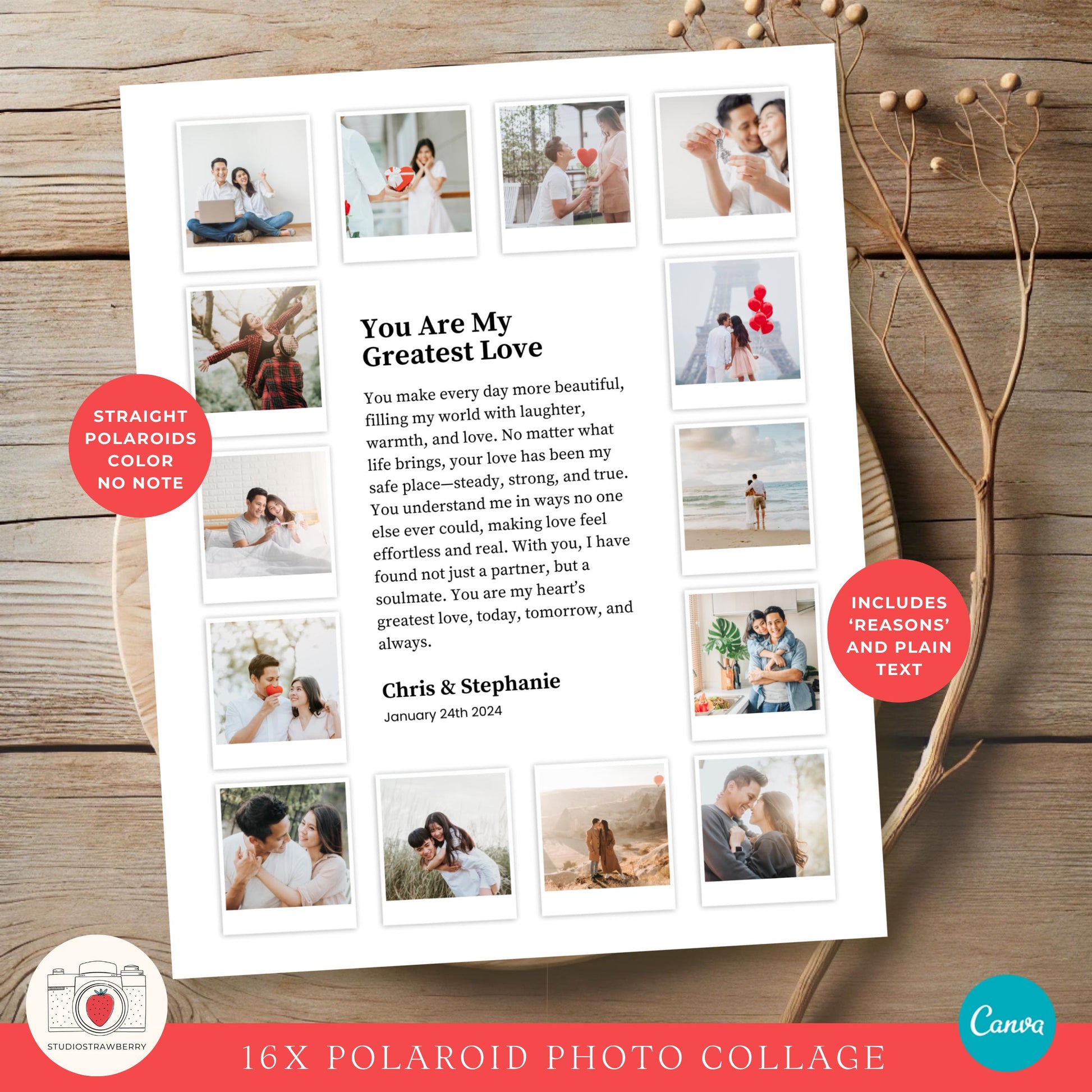 One-year relationship gift idea – personalized love letter with photos
