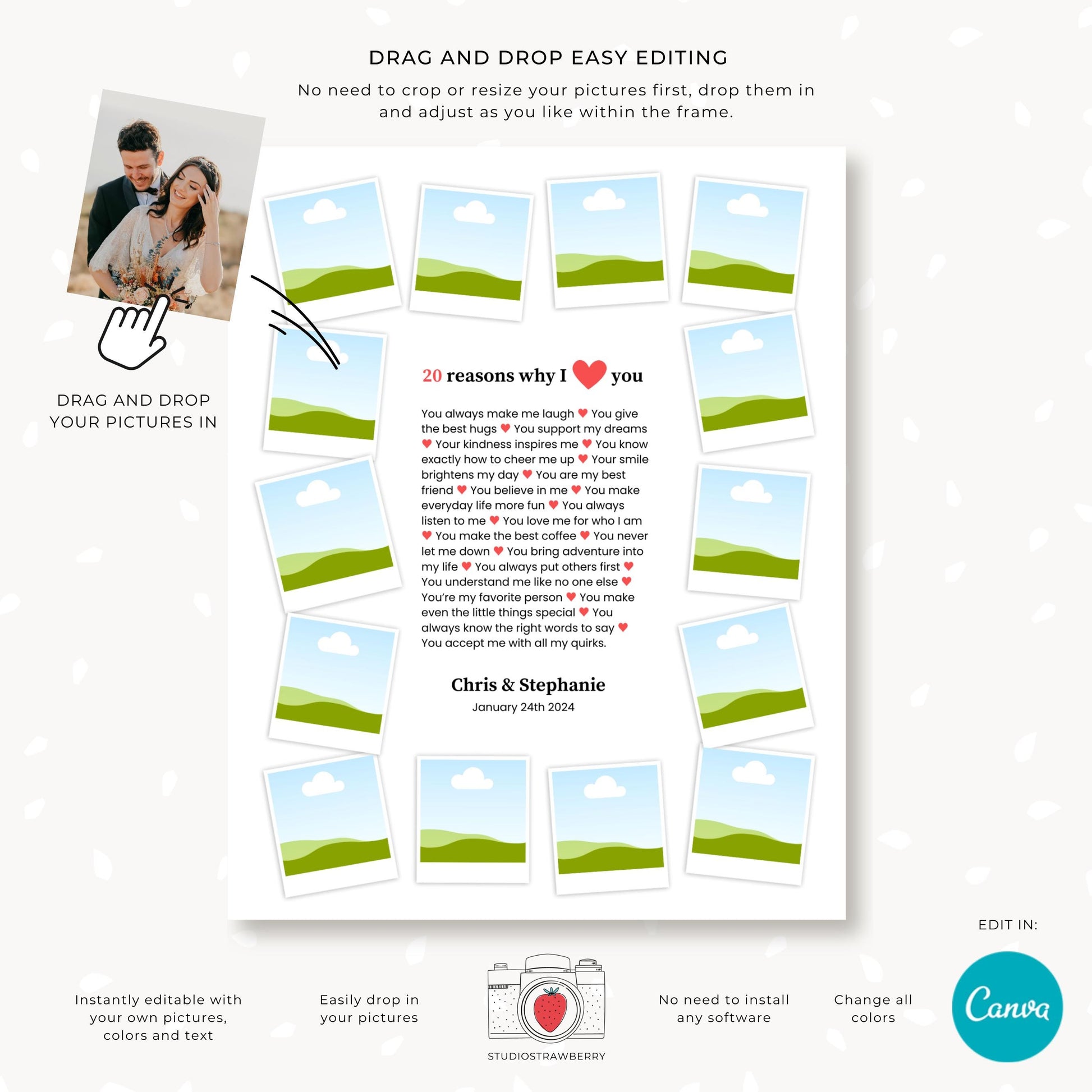 DIY anniversary photo collage for boyfriend, girlfriend, or spouse