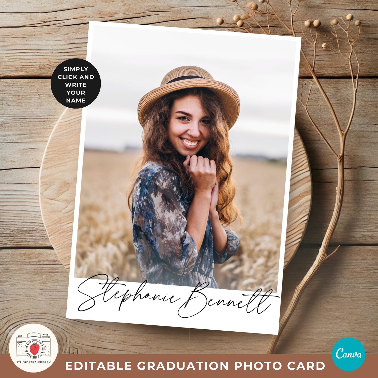 Editable Graduation Announcement Template, Class of 2025 Graduation Invitation with Photo, Printable Senior Graduation Card, Polaroids