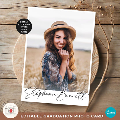 Editable Graduation Announcement Template, Class of 2025 Graduation Invitation with Photo, Printable Senior Graduation Card, Polaroids
