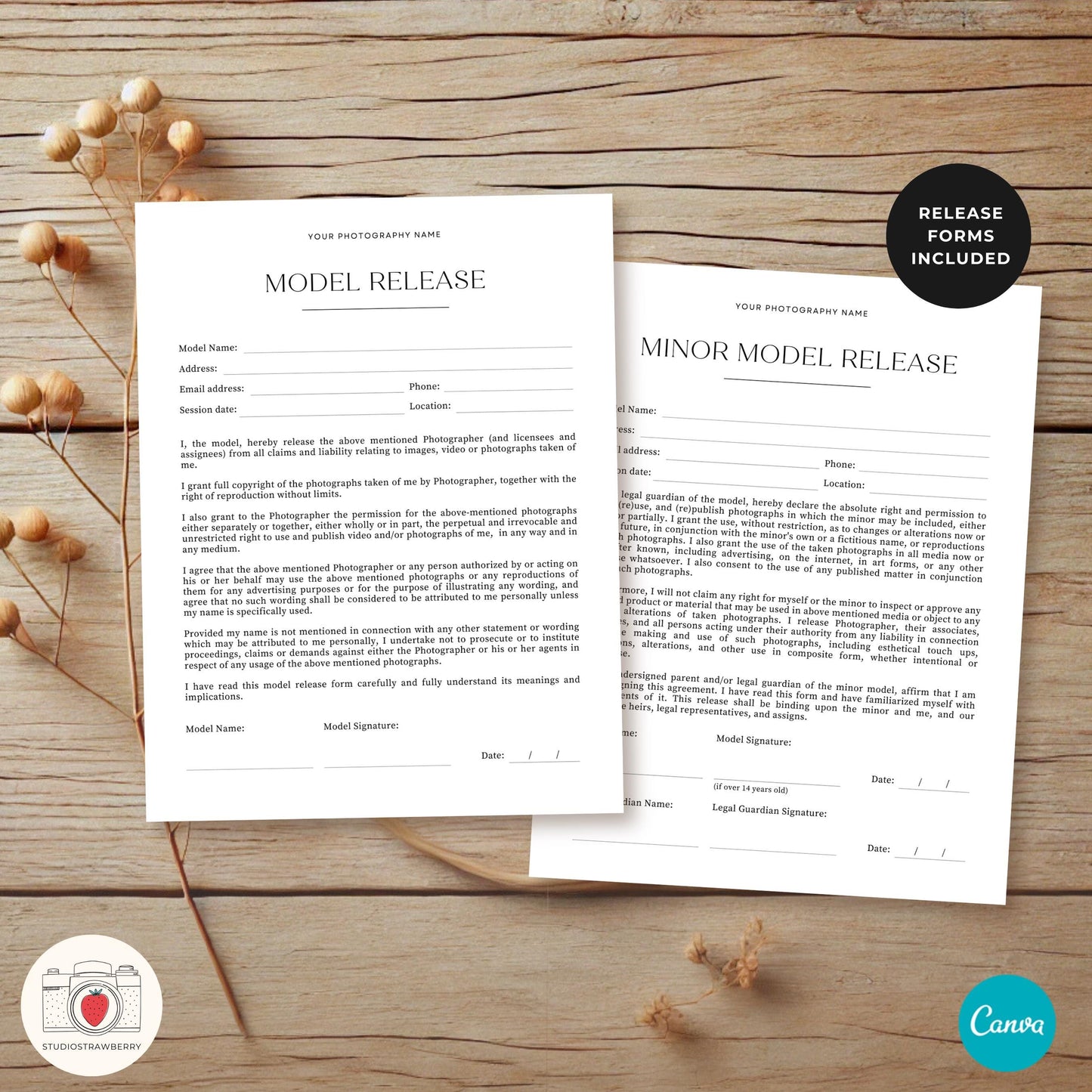 Digital contract template for photographers with easy customization.