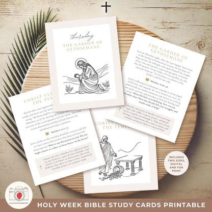 LDS Easter Bible Study Cards covering Palm Sunday to Resurrection Sunday