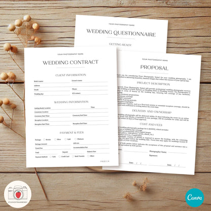 Sleek wedding photography terms and conditions contract for photographers.