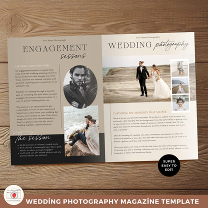 Elegant Canva wedding pricing guide template for photographers