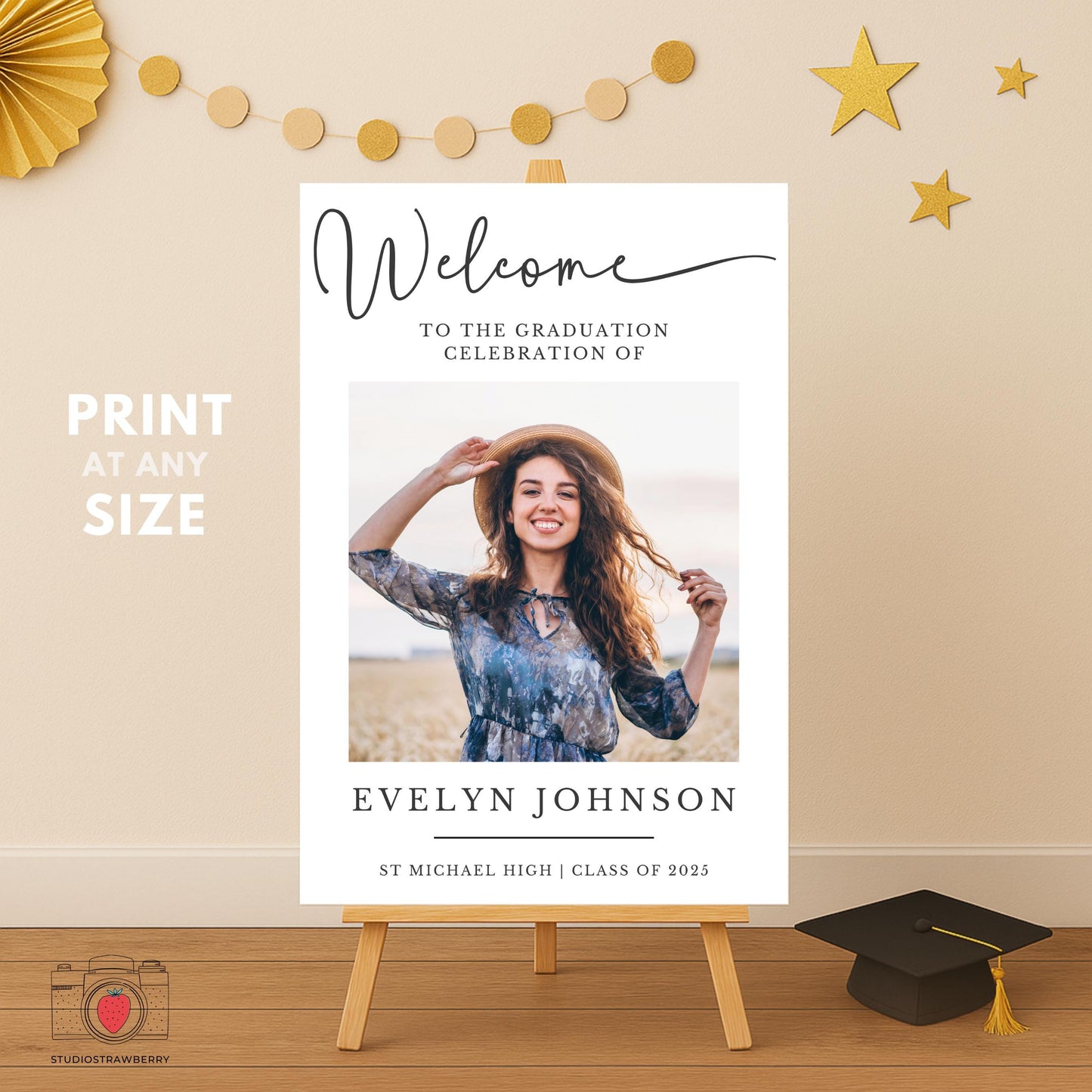 Printable graduation photo collage board Canva template
