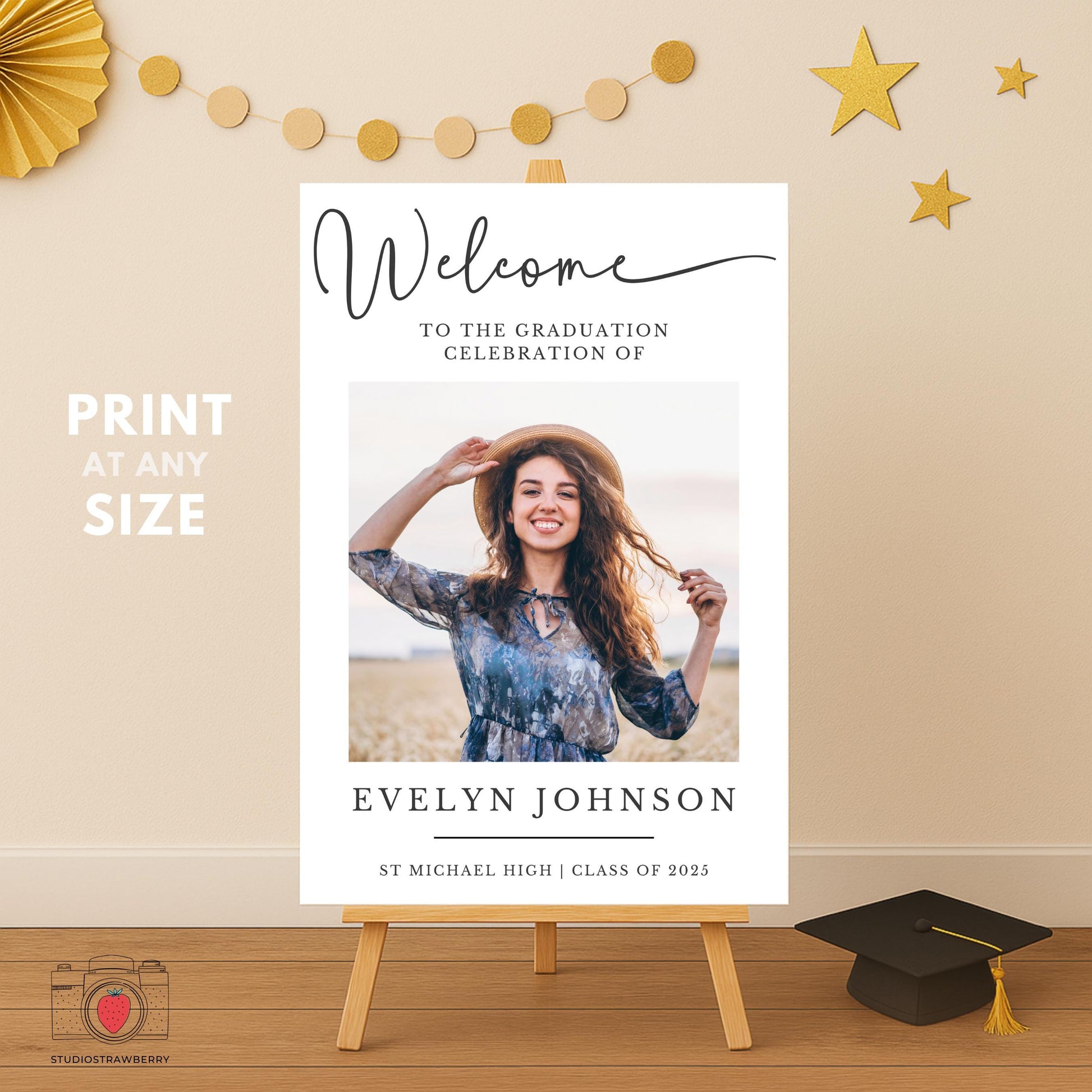 Printable graduation photo collage board Canva template