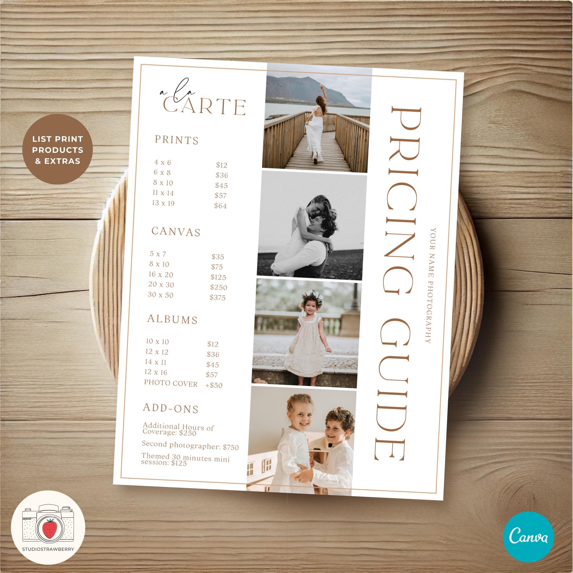 Editable Canva pricing guide template for photographers