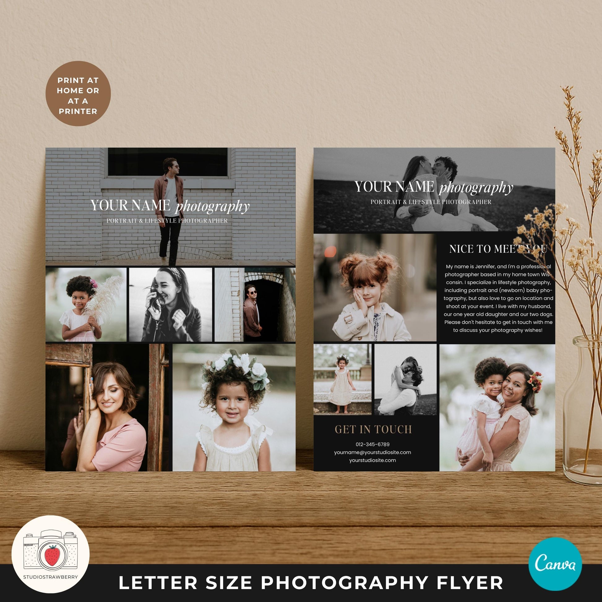 Fully editable Canva flyer template for photographers