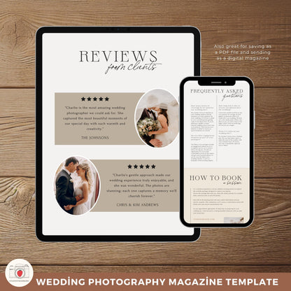 Vintage wedding photographer pricing magazine digital brochure