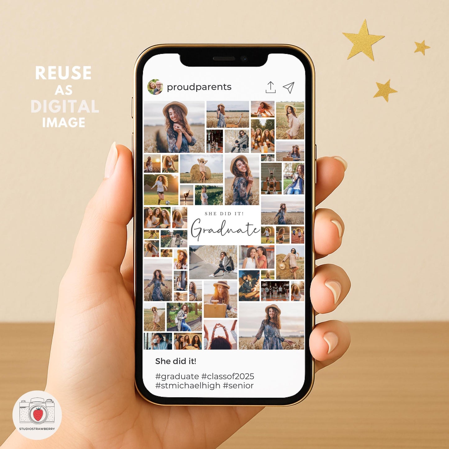 Digital graduation party sign preview on smartphone