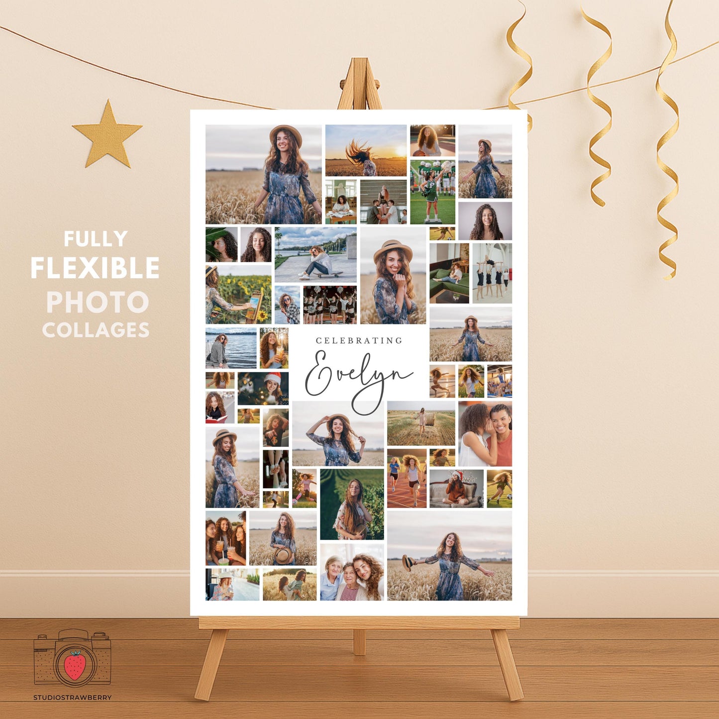 High school senior welcome poster with photo layout