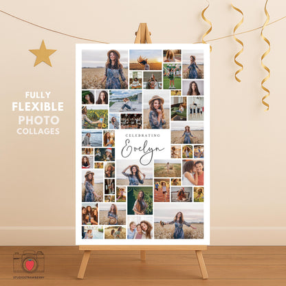 High school senior welcome poster with photo layout