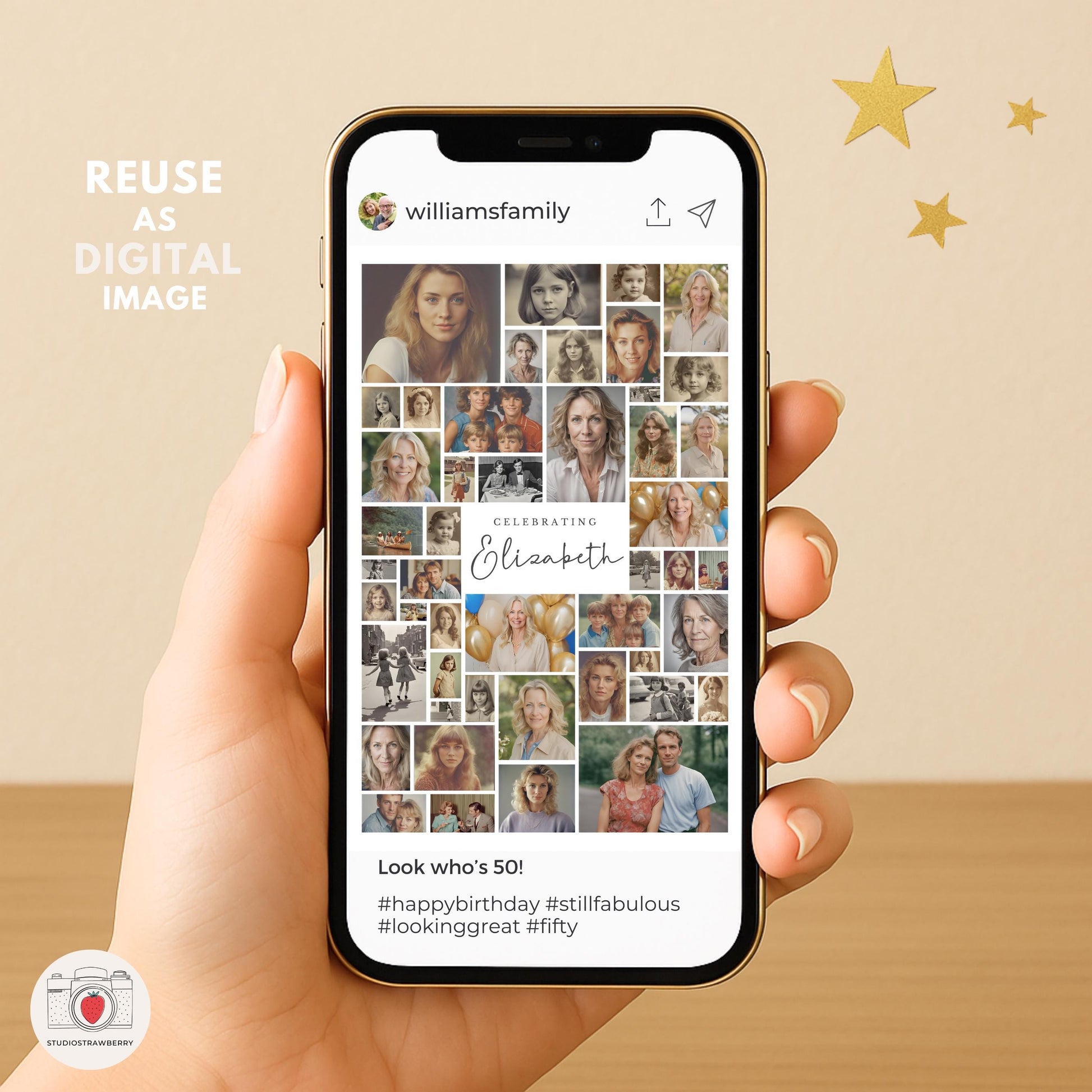 Custom 50th birthday poster template with number collage