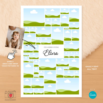 Editable 1st birthday party welcome sign for girl or boy