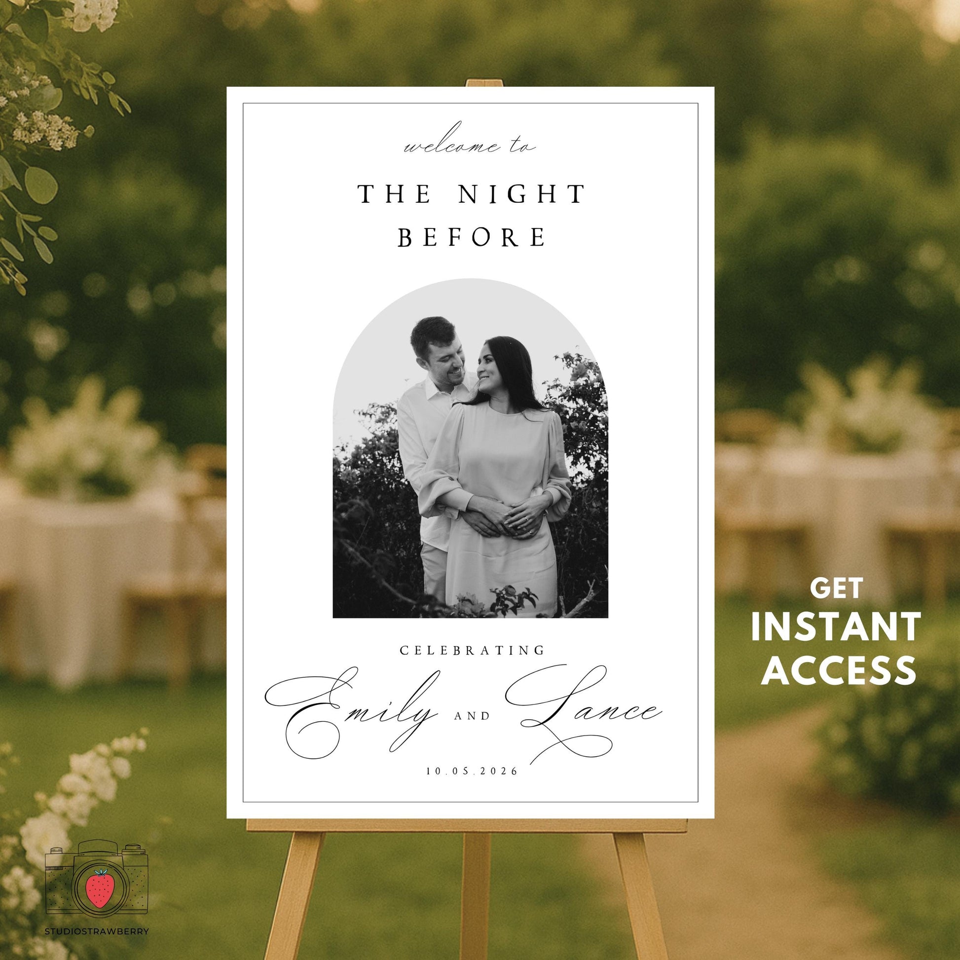 Modern rehearsal dinner poster with photo