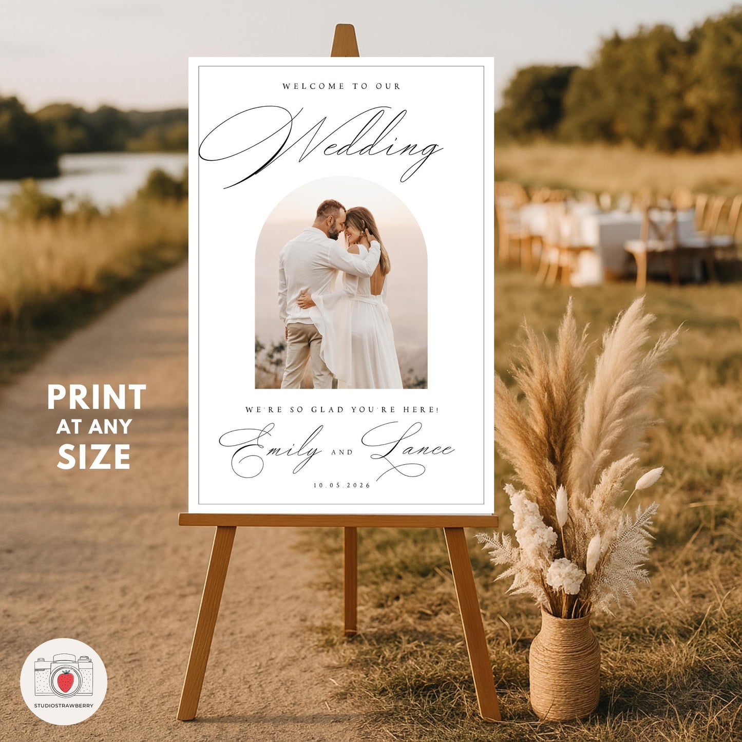 Canva template for personalized photo wedding signage