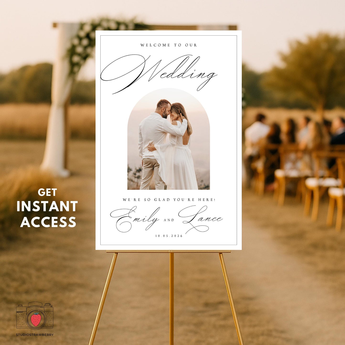 Rustic outdoor wedding welcome sign template