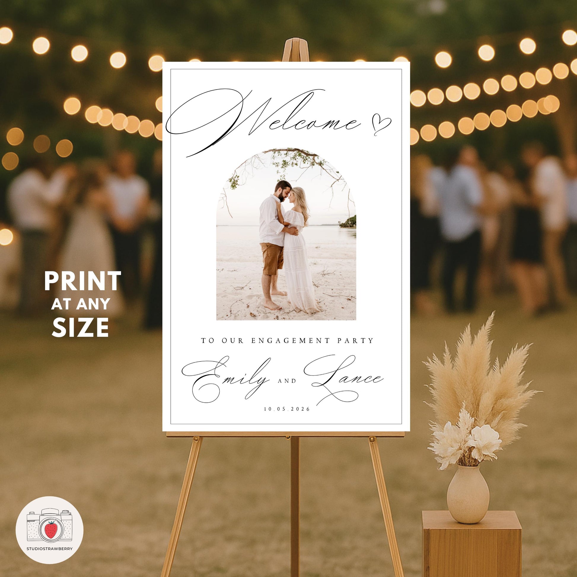 Digital download engagement party welcome sign