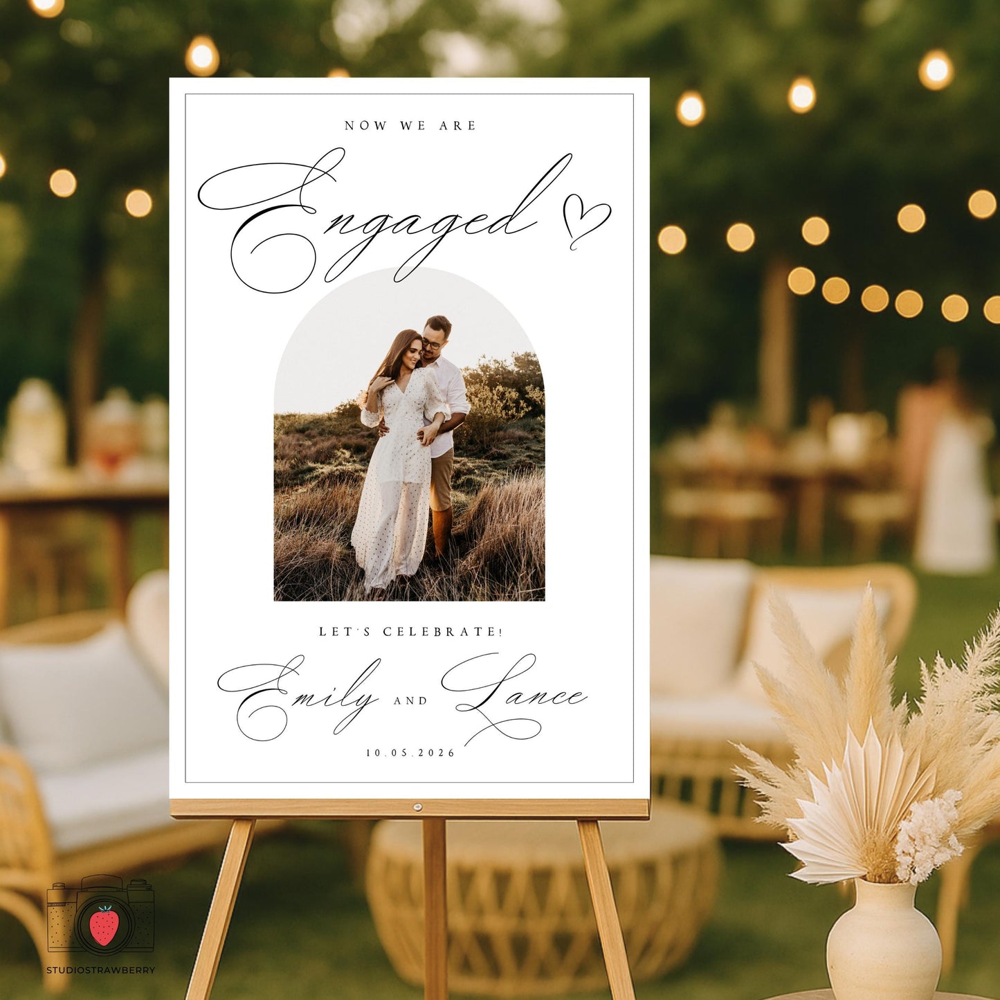 Engagement welcome sign template Canva editable