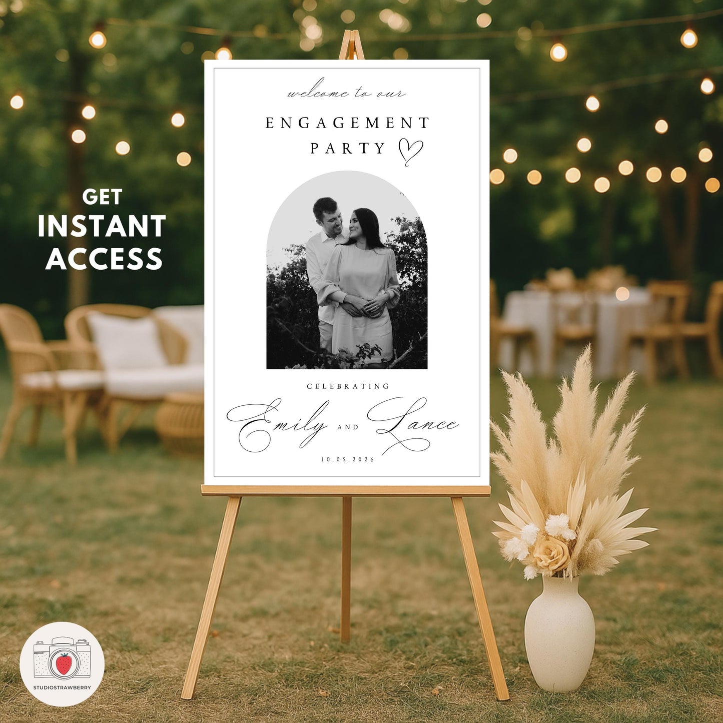 Printable Canva engagement sign with custom photo