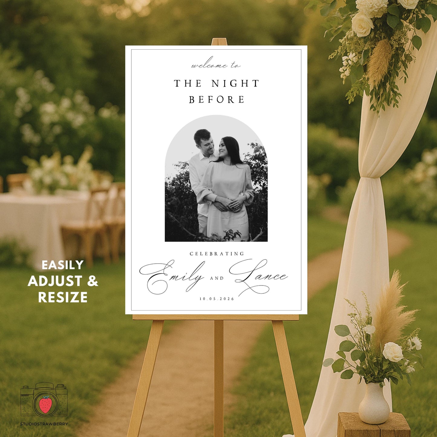 Wedding signage template with calligraphy font
