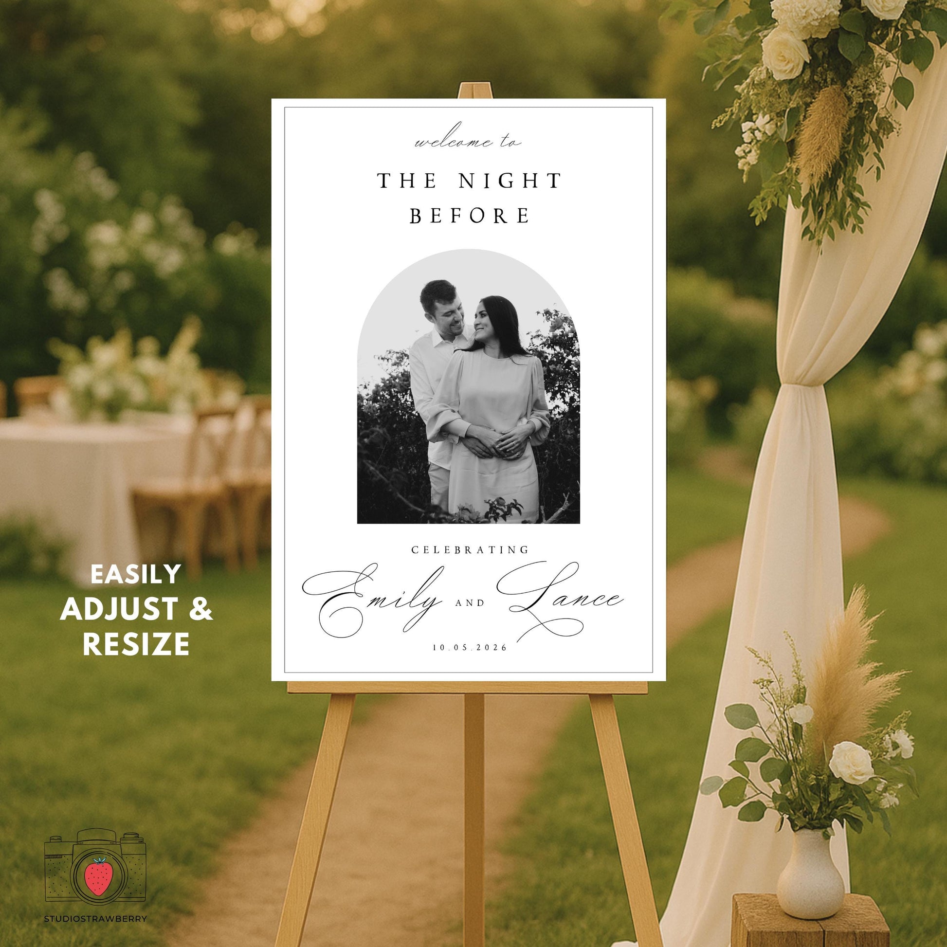Wedding signage template with calligraphy font
