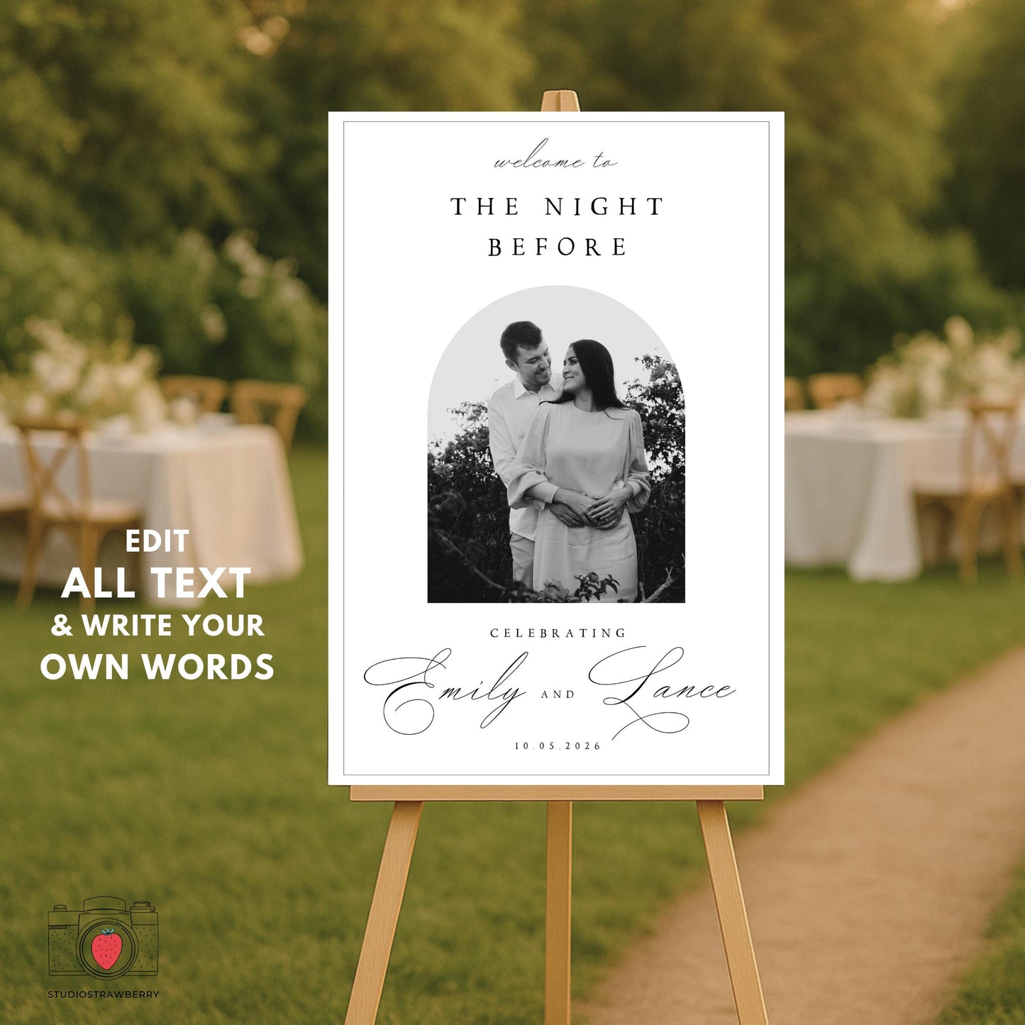Editable Canva template for wedding eve sign
