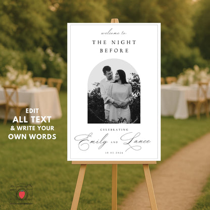 Editable Canva template for wedding eve sign