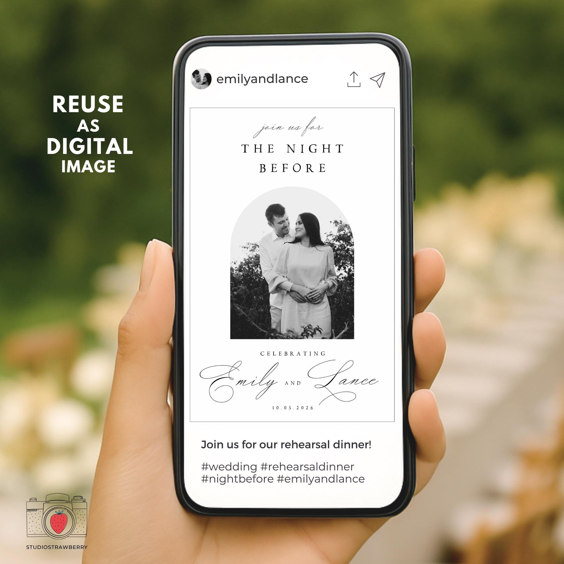 Personalized rehearsal dinner sign with names and date