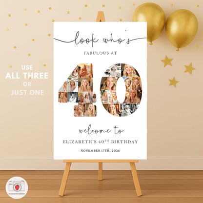 Printable 40th birthday poster for women with elegant layout