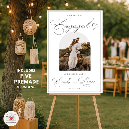 Editable engagement welcome sign template with photo