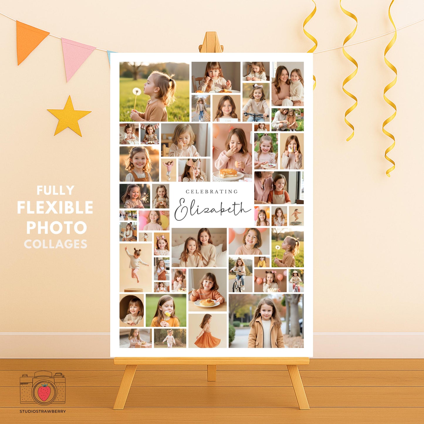 Canva template 4th birthday welcome sign with customizable text