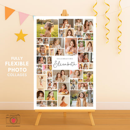 Canva template 4th birthday welcome sign with customizable text