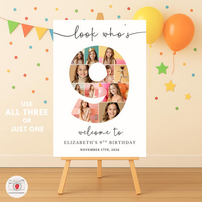 Number 9 photo collage poster template