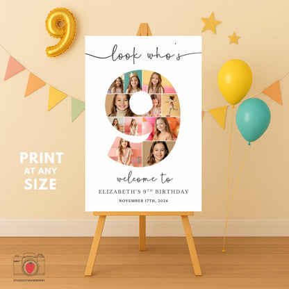 Canva number 9 birthday poster with photos