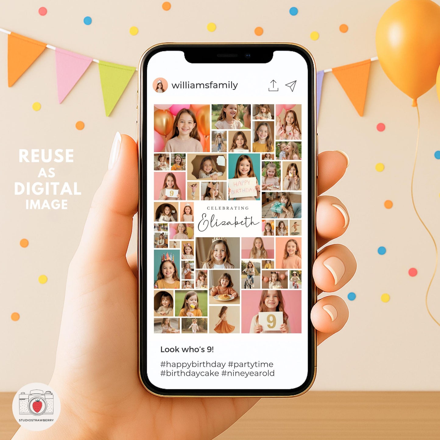 Digital 9th birthday welcome board for kids