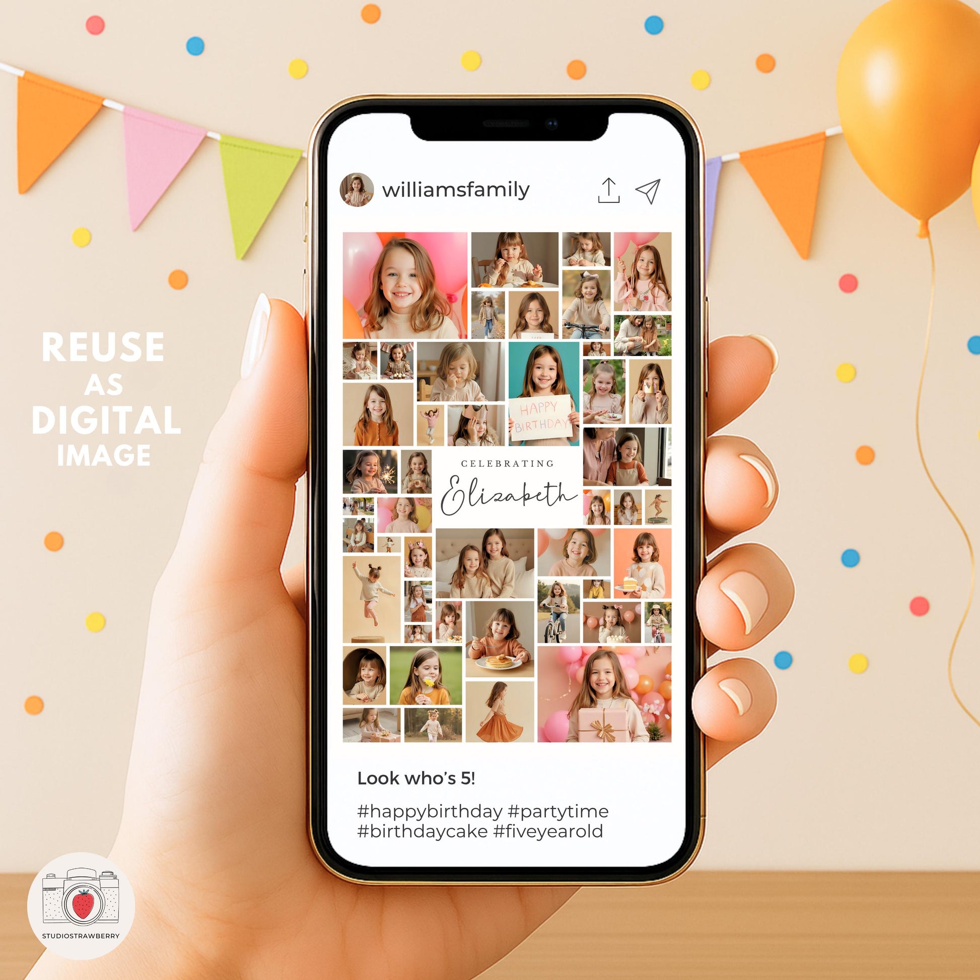 Editable birthday collage poster for child’s birthday