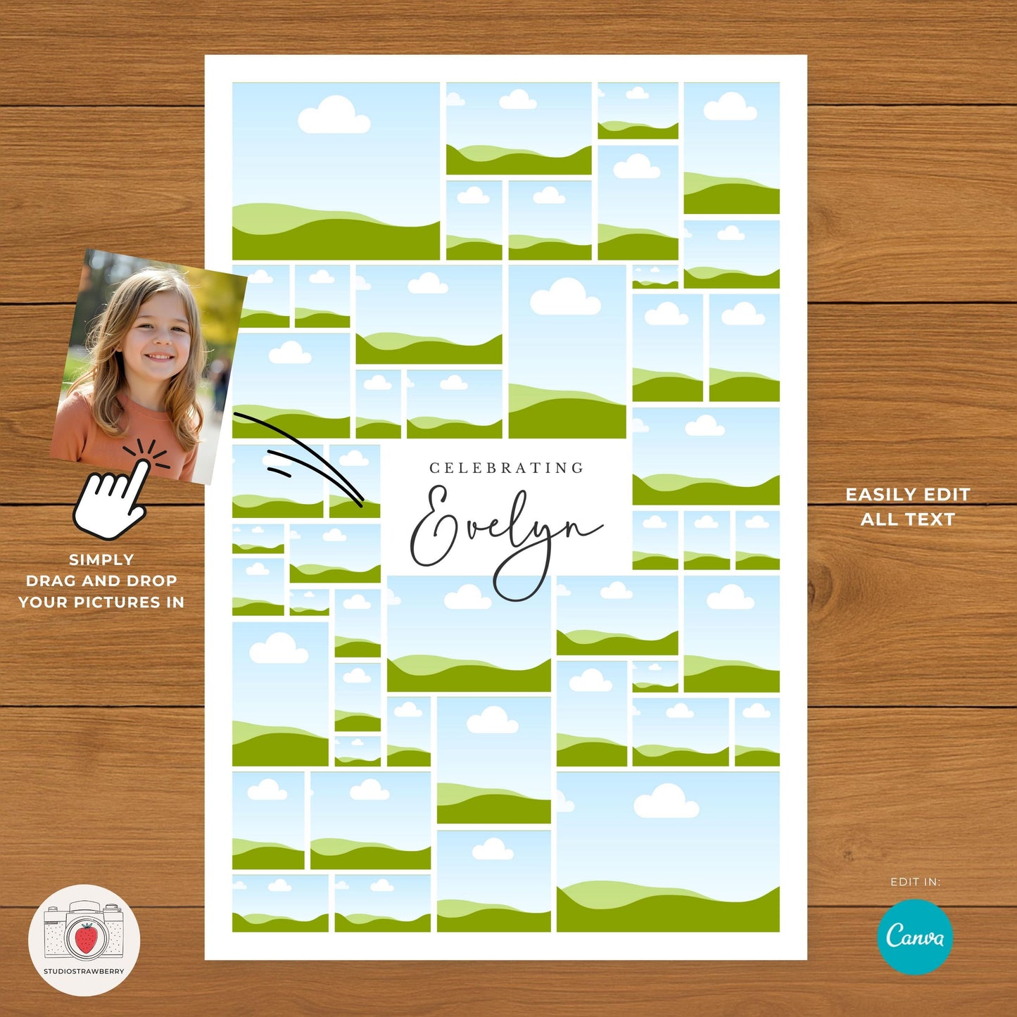 Digital birthday sign for 5 year old party