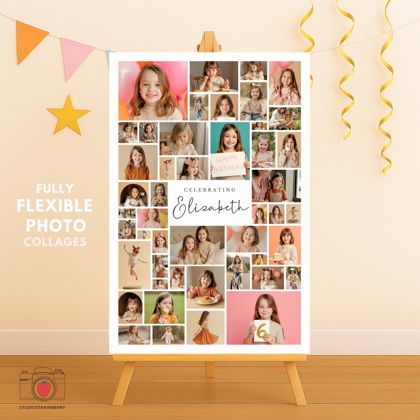 Personalized 6th birthday poster with photos