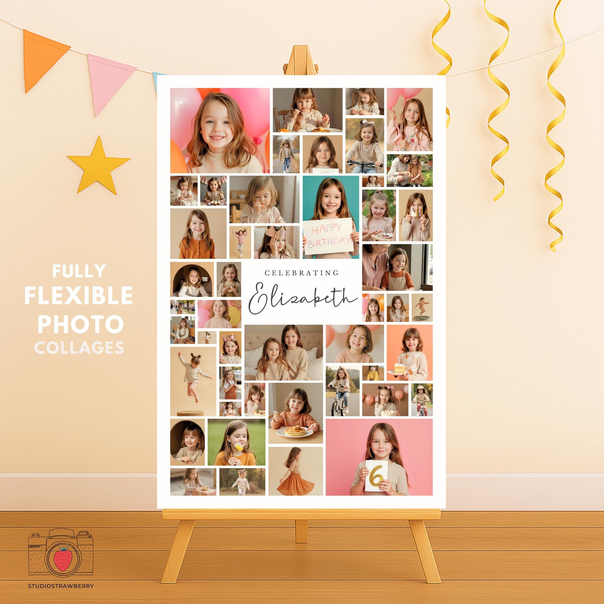 Personalized 6th birthday poster with photos