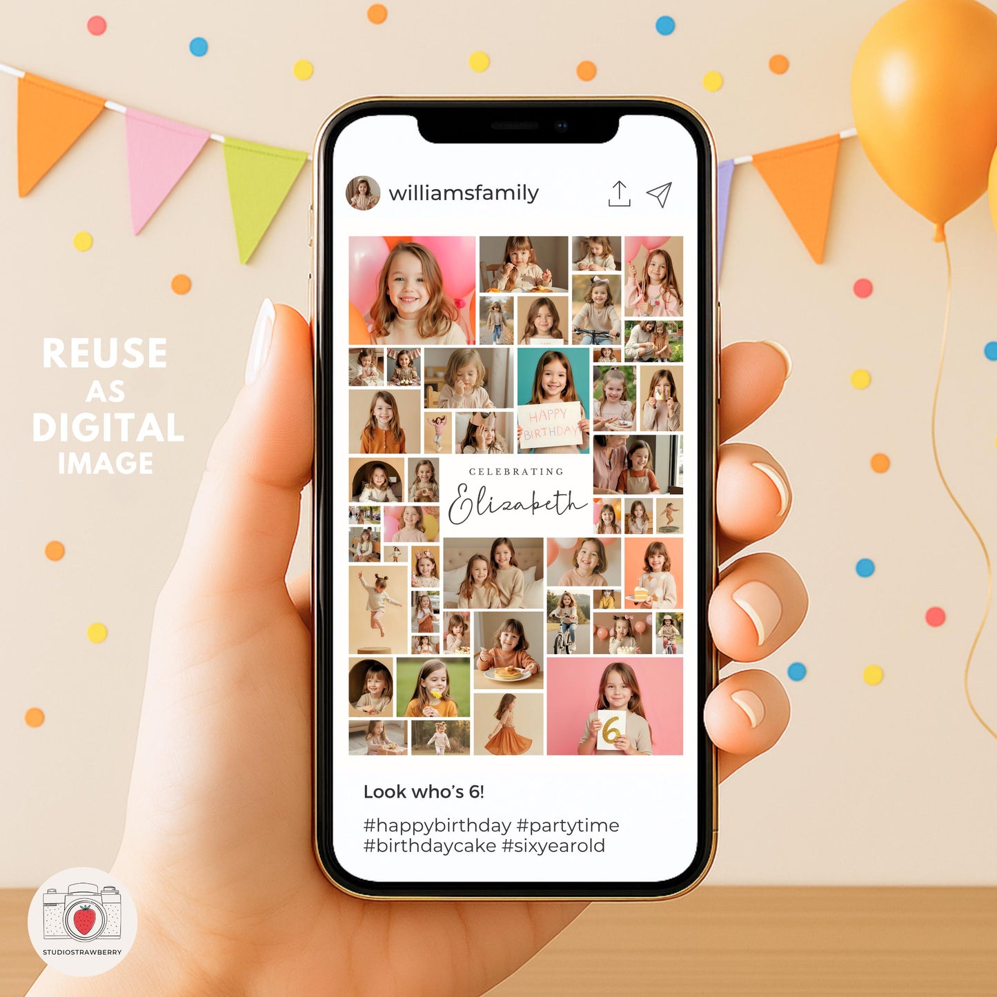 Digital welcome sign for 6th birthday celebration